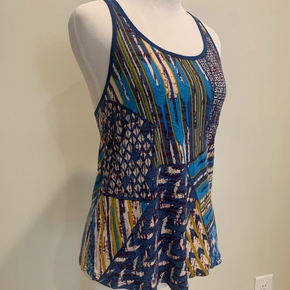 Silence + noise blue and yellow patterned tank